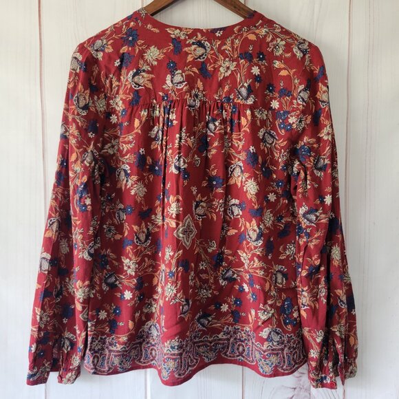 Buckle Lucky Brand Long Sleeve Button Down Women’s M Top, Red Floral, Boho - Picture 4 of 11